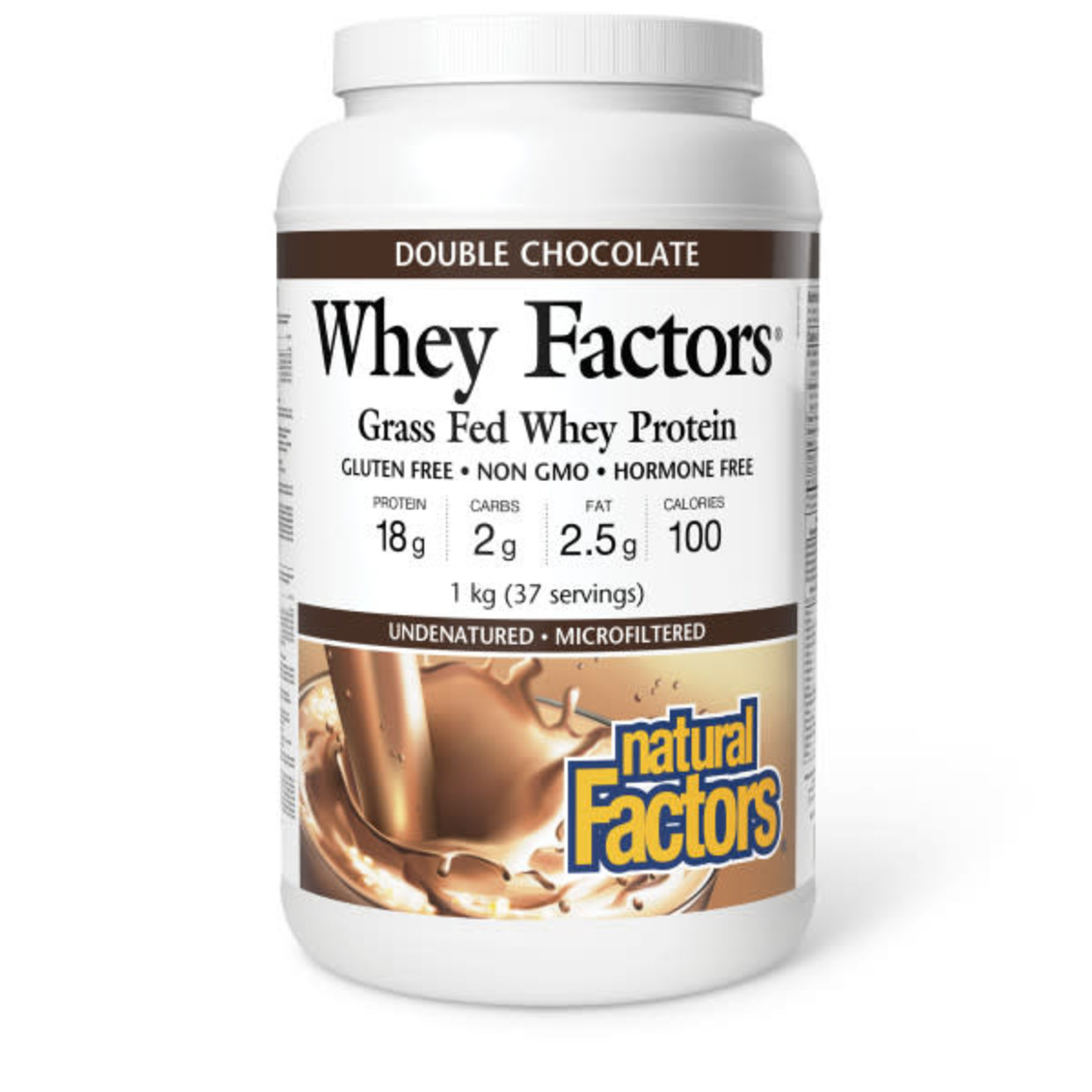 NATURAL FACTORS NATURAL FACTORS WHEY FACTORS 100% NATURAL WHEY PROTEIN DOUBLE CHOCOLATE 1KG