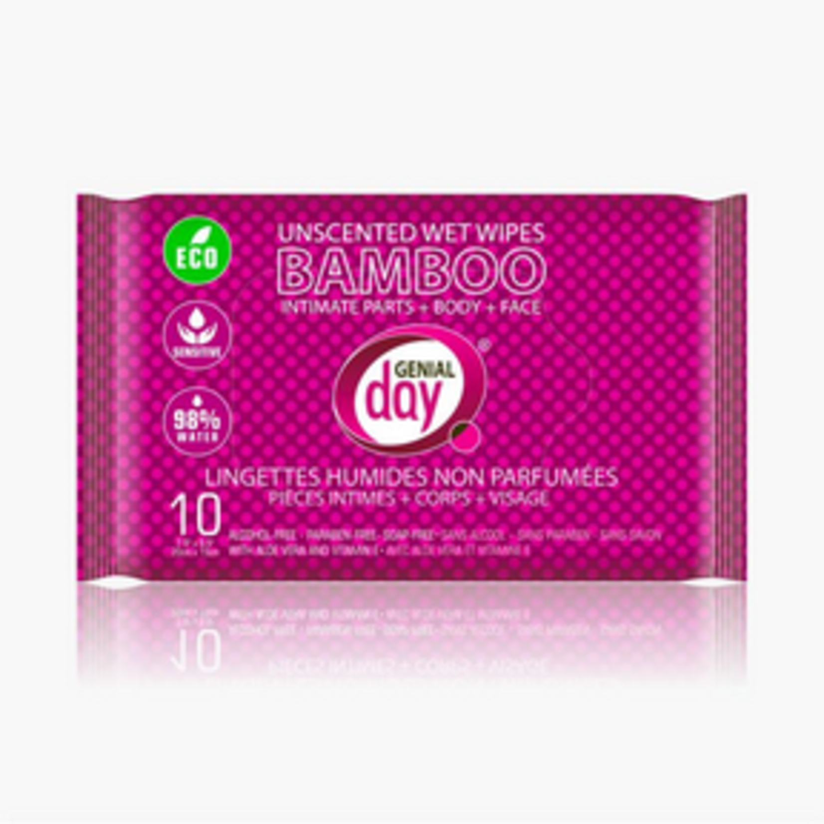 GENIAL DAY GENIAL DAY UNSCENTED BAMBOO WET WIPES 10CT