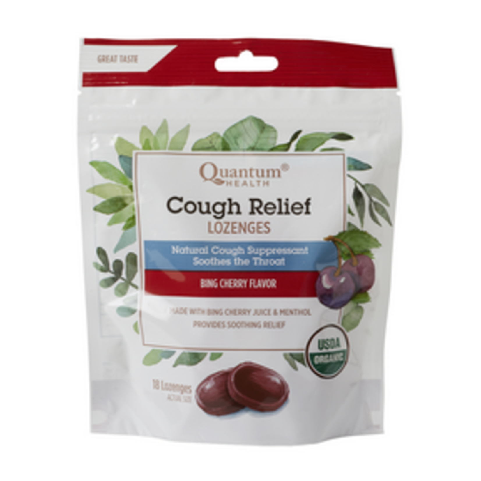 QUANTUM QUANTUM HEALTH COUGH RELIEF 18 LOZENGES BING CHERRY FLAVOUR