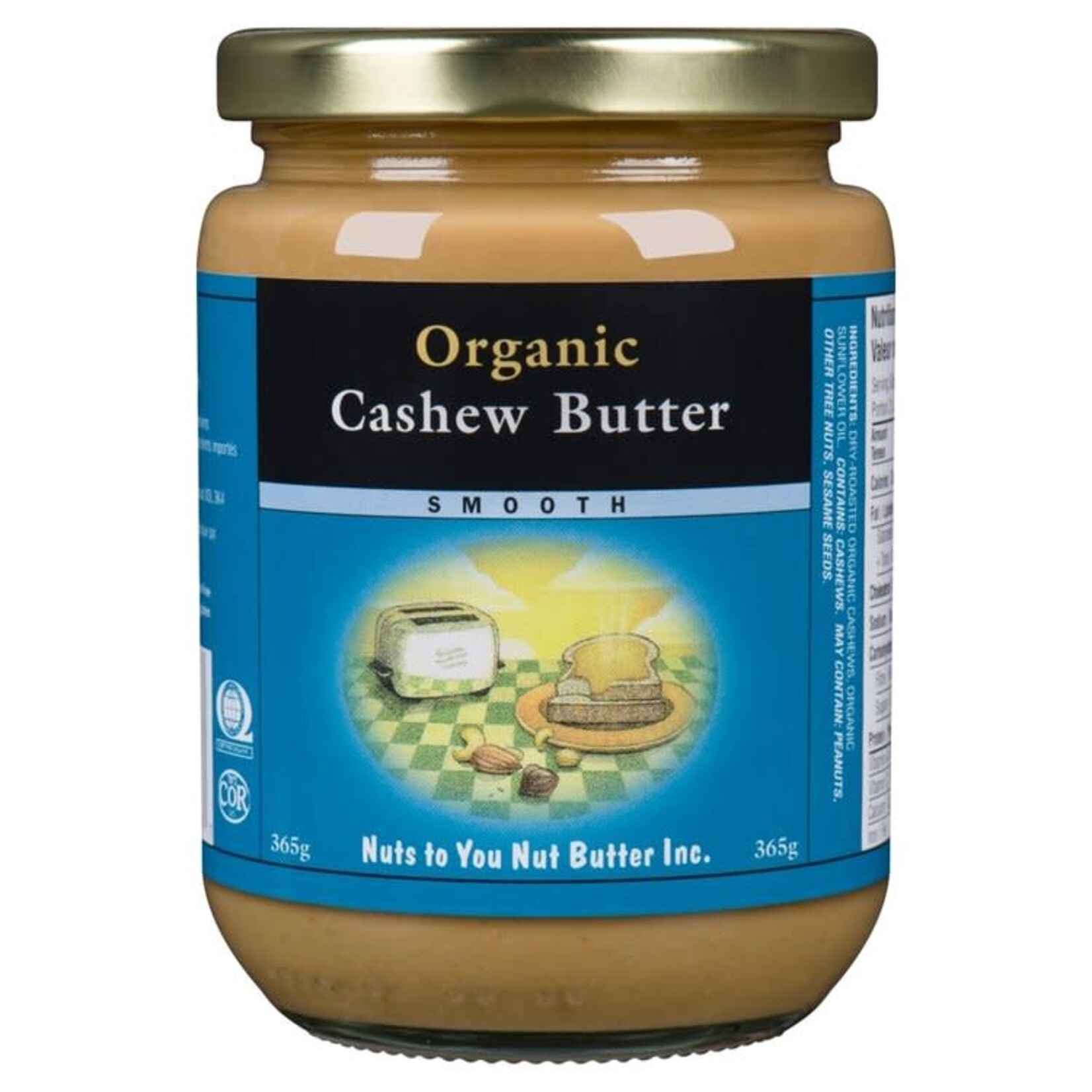 NUTS TO YOU NUTS TO YOU ORGANIC CASHEW BUTTER SMOOTH 365G