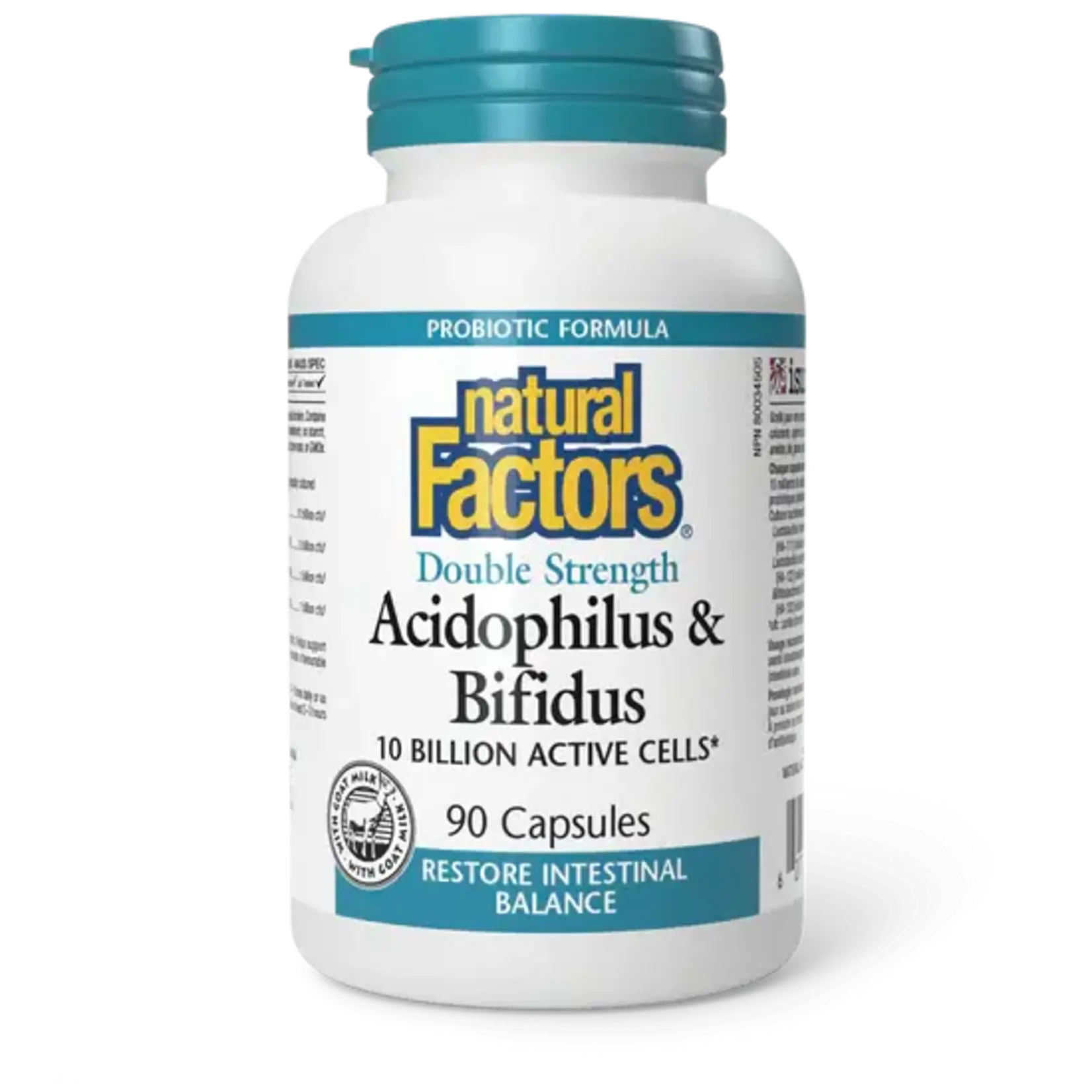 NATURAL FACTORS NATURAL FACTORS ACIDOPHILUS & BIFIDUS DOUBLE STRENGTH (10 BILLION CFU) 90 CAPS