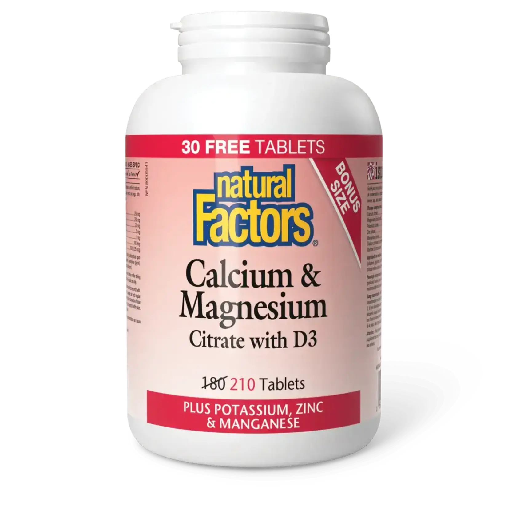 NATURAL FACTORS NATURAL FACTORS CALCIUM & MAGNESIUM CITRATE WITH D3 210 TABS (BONUS SIZE)