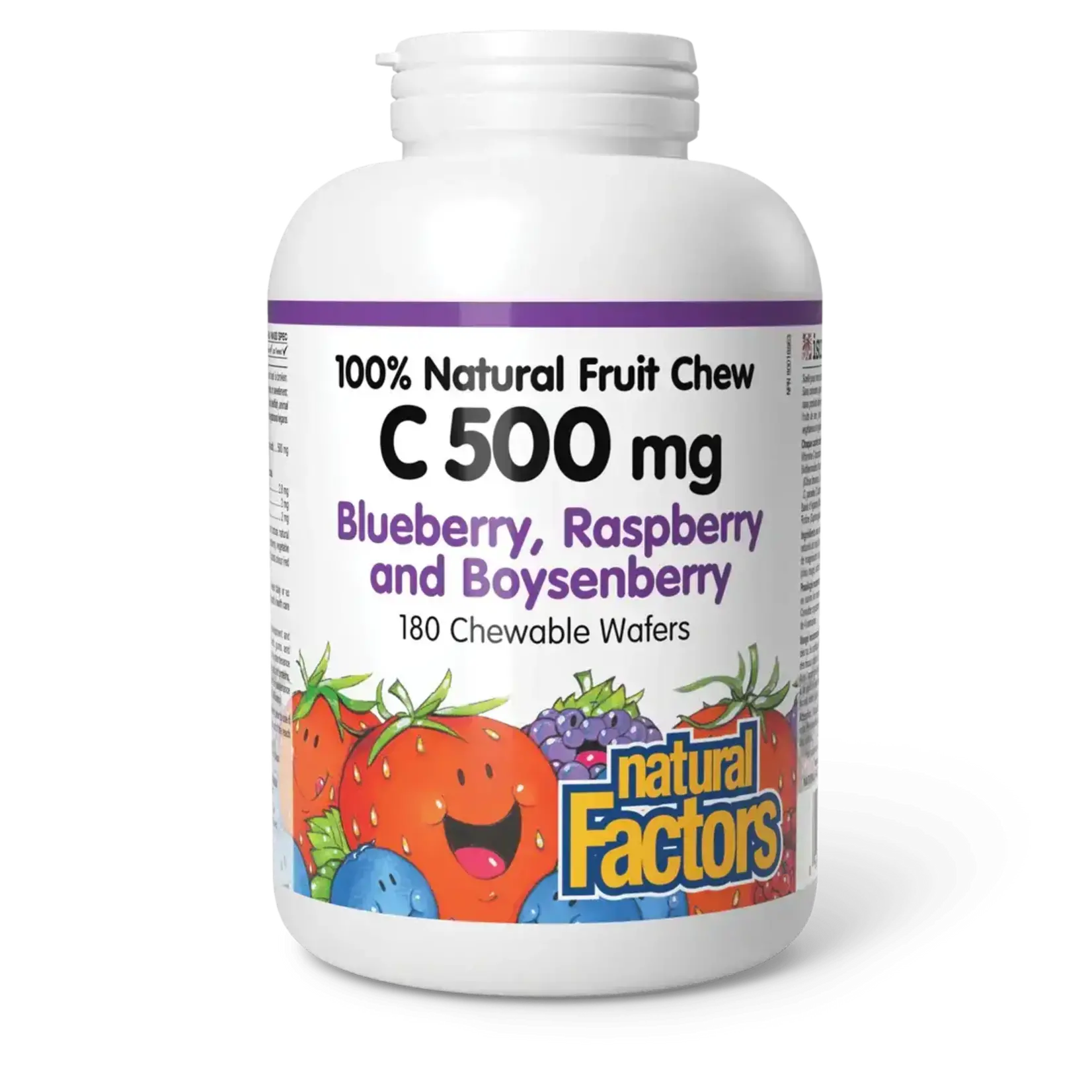 NATURAL FACTORS NATURAL FACTORS C 500MG (BLUEBERRY, RASPBERRY, BOYSENBERRY) 180 CHEWABLE WAFERS