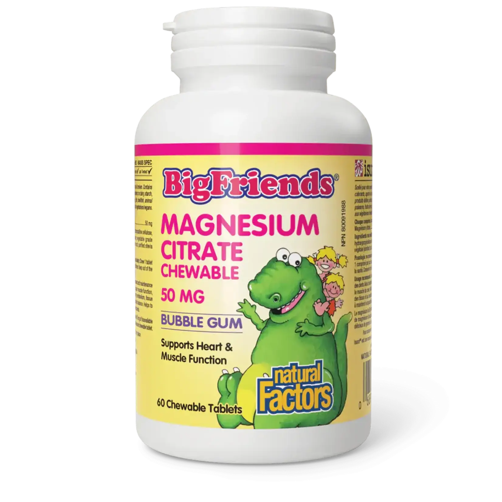 NATURAL FACTORS NATURAL FACTORS BIG FRIENDS MAGNESIUM CITRATE (BUBBLE GUM) 50MG CHEW