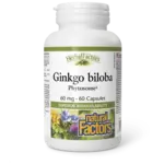 NATURAL FACTORS NATURAL FACTORS - HERBAL FACTORS GINKGO BILOBA PYTOSOME 60MG 60 CAPS