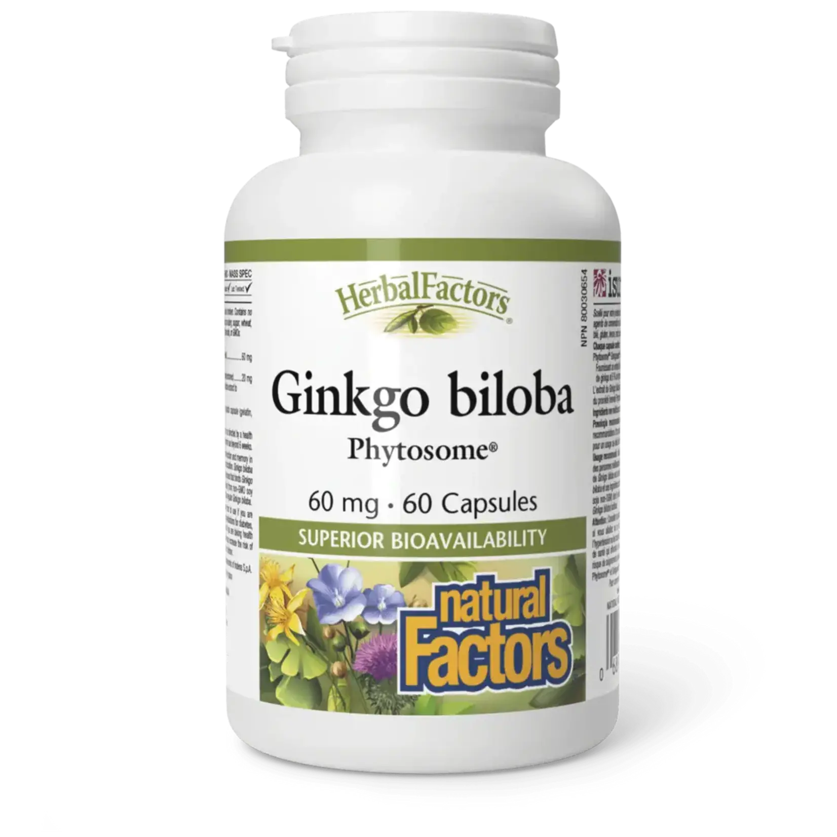 NATURAL FACTORS NATURAL FACTORS - HERBAL FACTORS GINKGO BILOBA PYTOSOME 60MG 60 CAPS