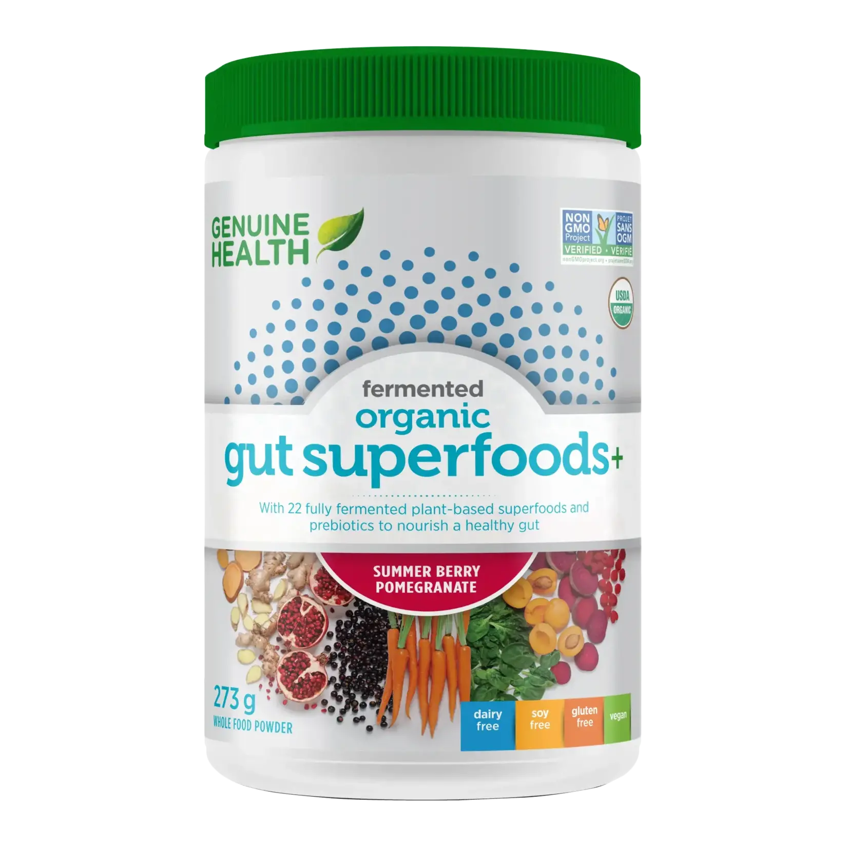 GENUINE HEALTH GENUINE HEALTH ORGANIC GUT SUPERFOODS + SUMMER BERRY POMEGRANATE 273G