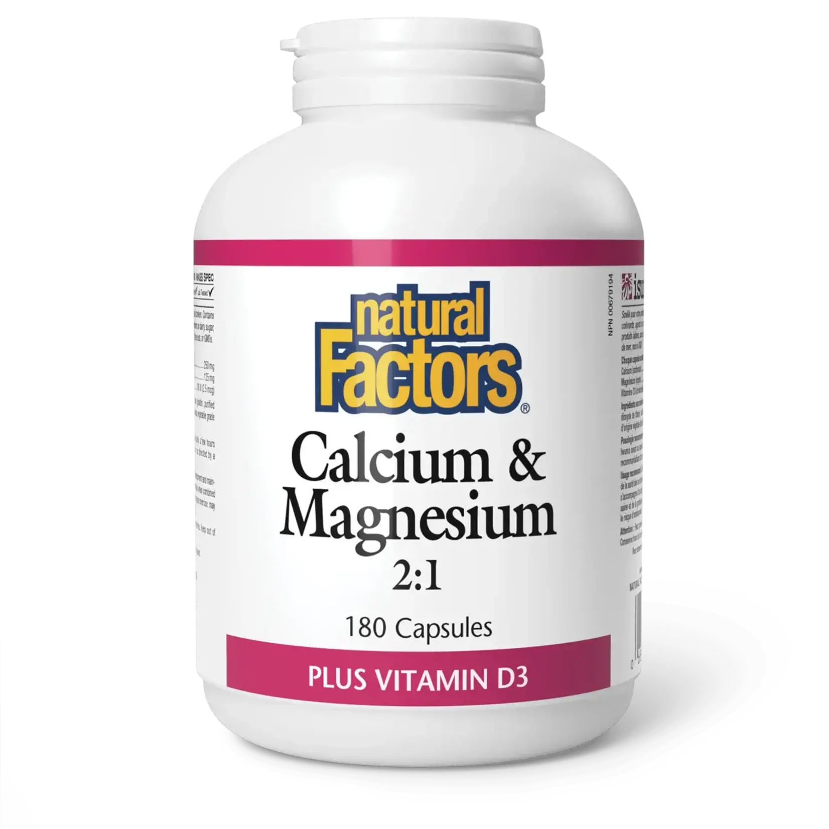 NATURAL FACTORS NATURAL FACTORS CALCIUM & MAGNESIUM 2:1 (PLUS D3) 180 CAPS