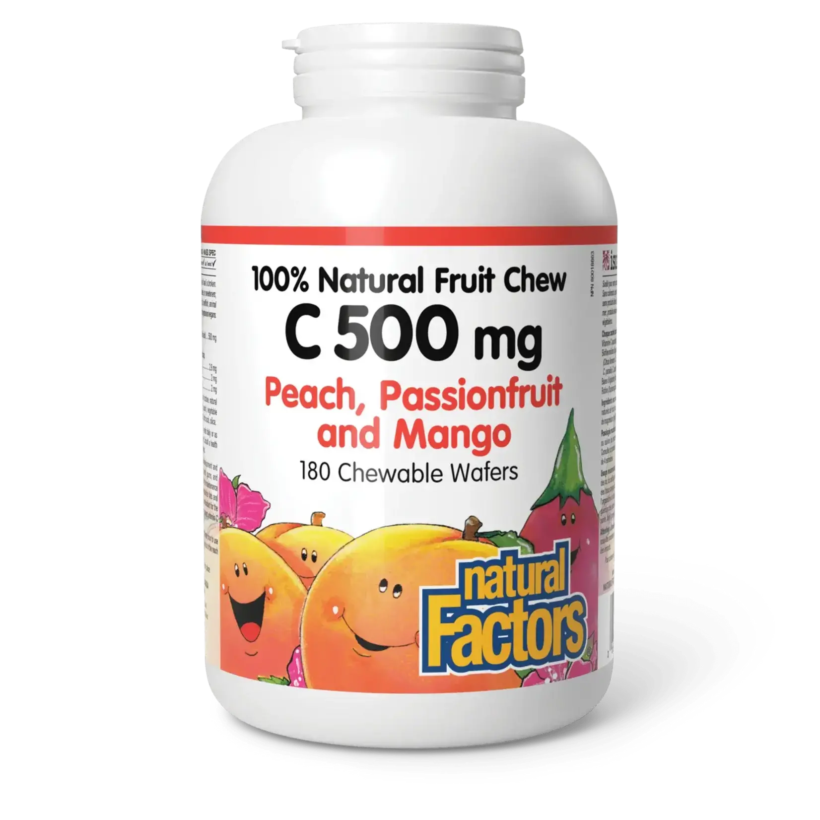 NATURAL FACTORS NATURAL FACTORS C 500MG (PEACH, PASSIONFRUIT, MANGO) 180 CHEWABLE WAFERS