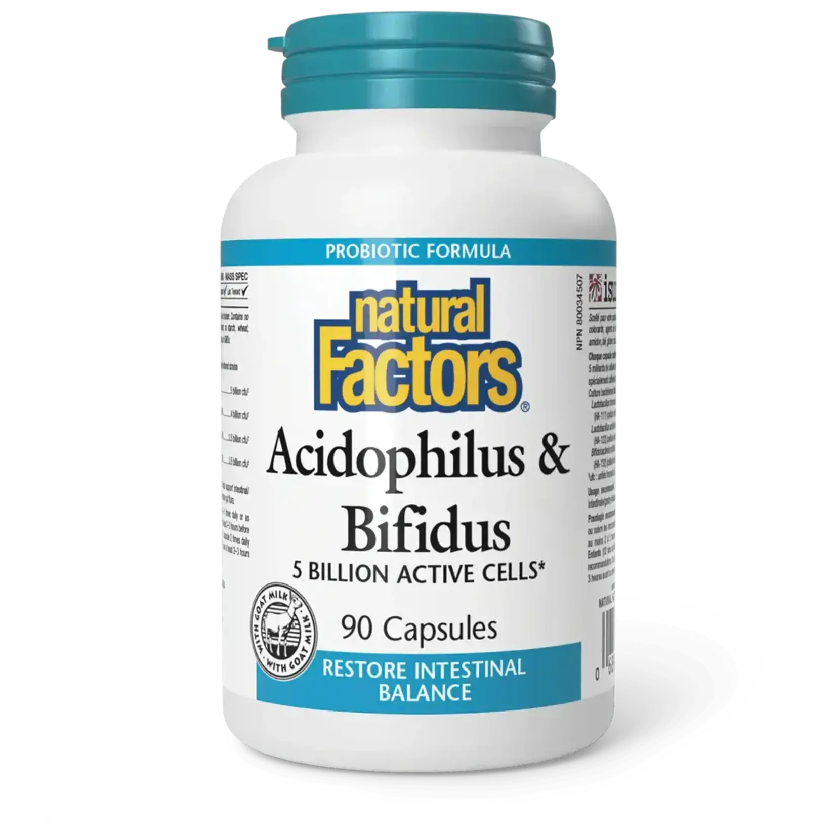 NATURAL FACTORS NATURAL FACTORS ACIDOPHILUS & BIFIDUS (5 BILLION CFU) 180 CAPS