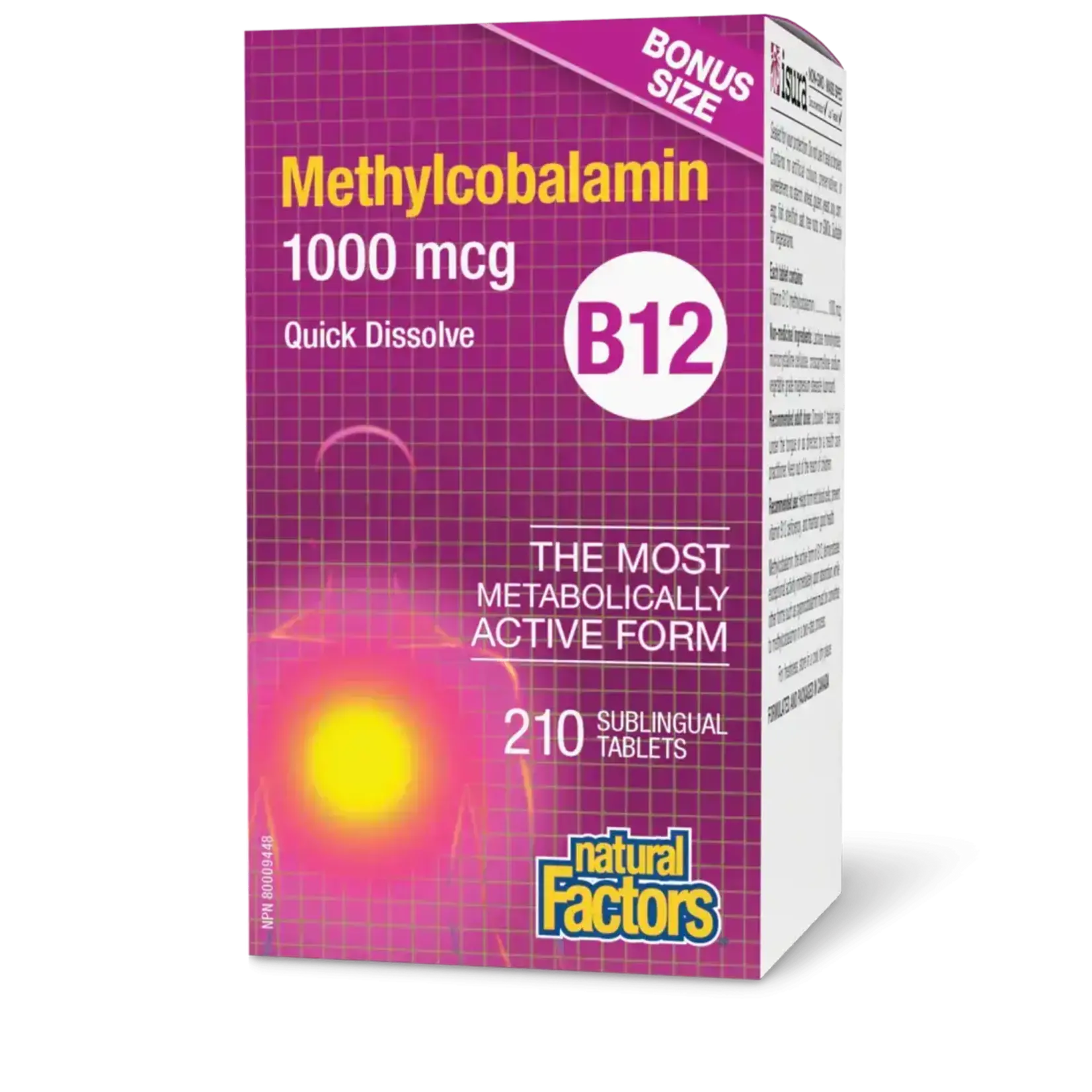 NATURAL FACTORS NATURAL FACTORS B12 (METHYLCOBALAMIN) 1000MCG 210 SUBLINGUAL TABS (BONUS BOTTLE)