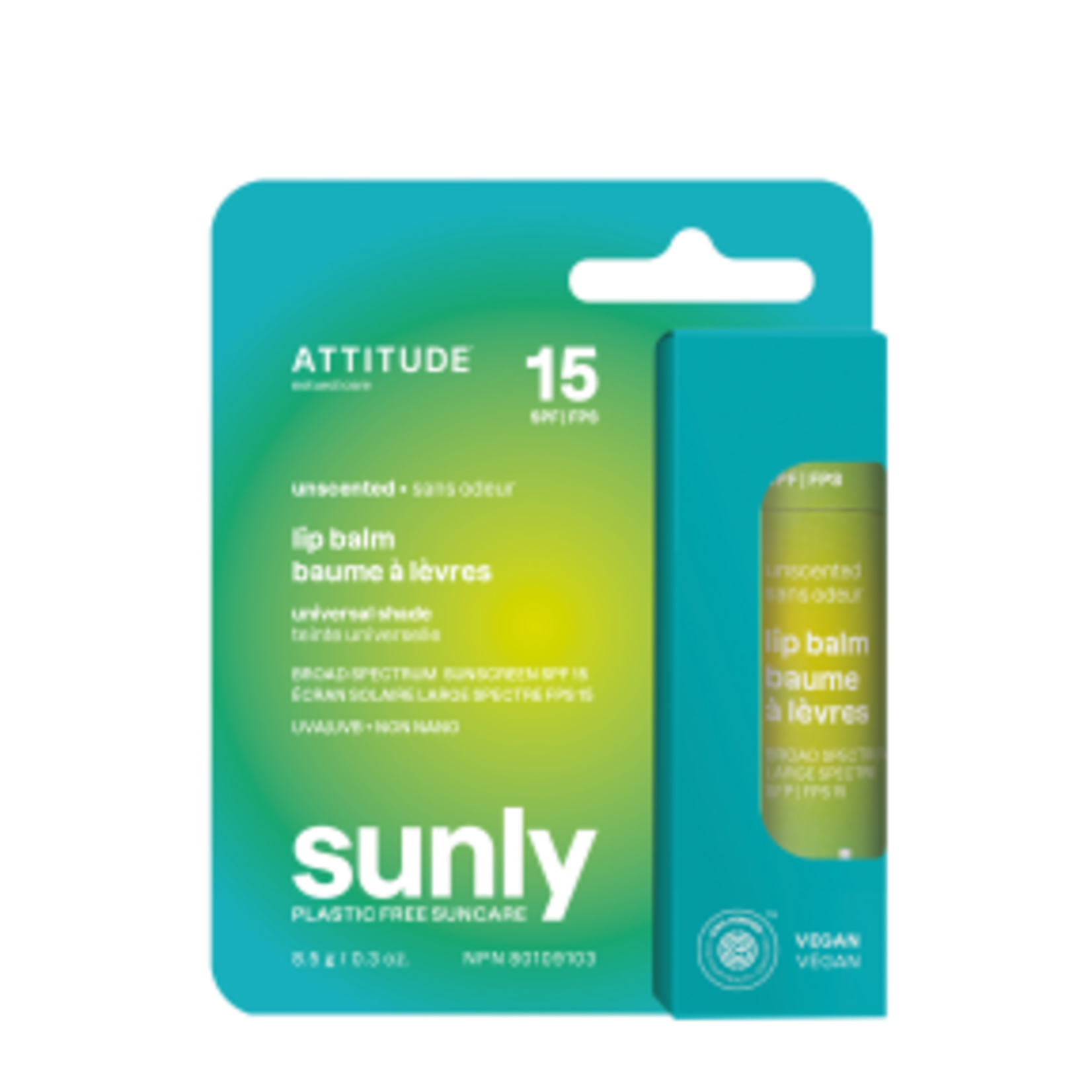 ATTITUDE ATTITUDE SUNLY SPF 15 TINTED LIP BALM UNSCENTED 8.5G