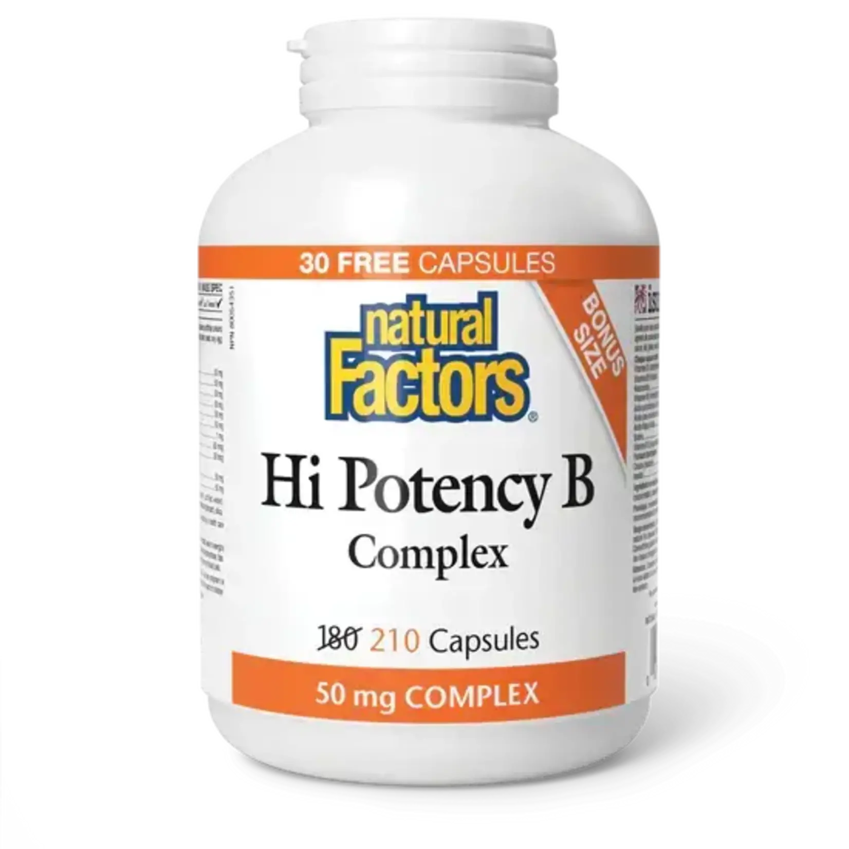 NATURAL FACTORS NATURAL FACTORS HI POTENCY B COMPLEX 210 CAPS (BONUS SIZE)