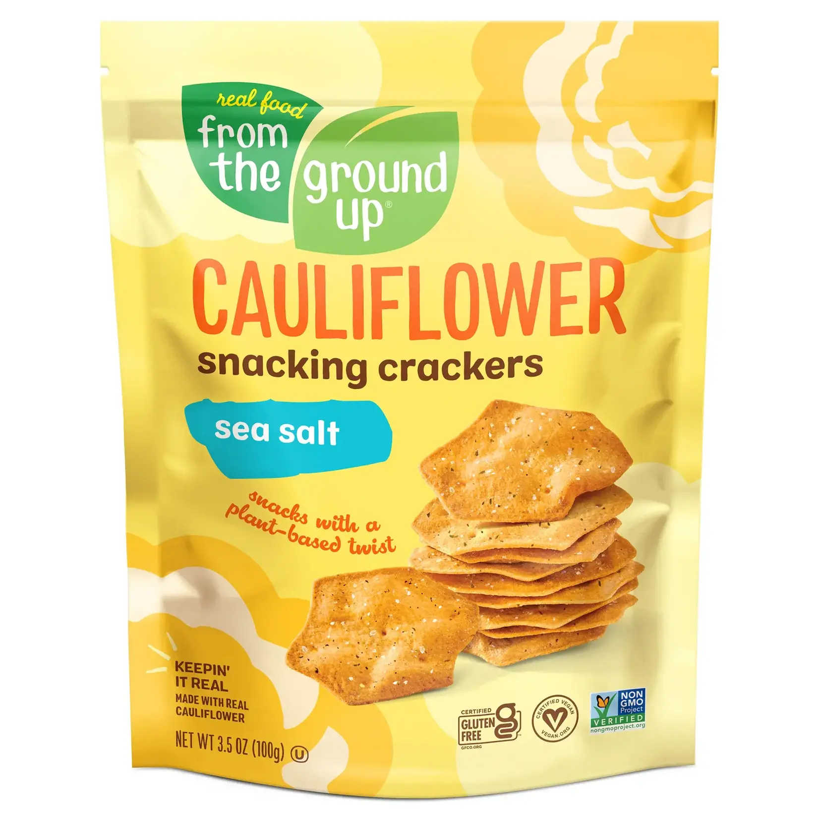 GROUND UP GROUND UP CAULIFLOWER CRACKERS - SEA SALT 3.5OZ