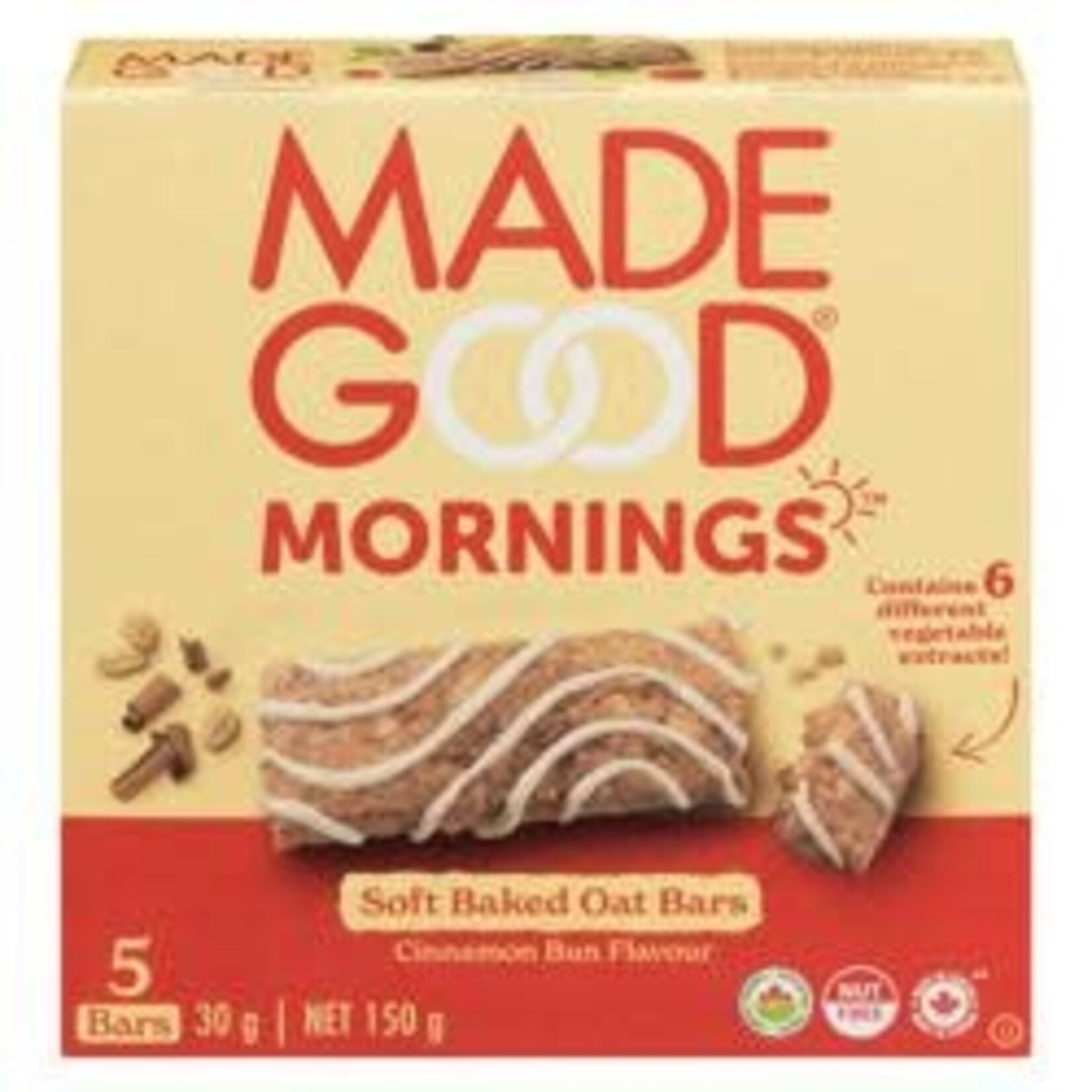 MADE GOOD MADE GOOD MORNINGS SOFT BAKED OAT BARS -CINNAMON BUN (5 BARS/30G)
