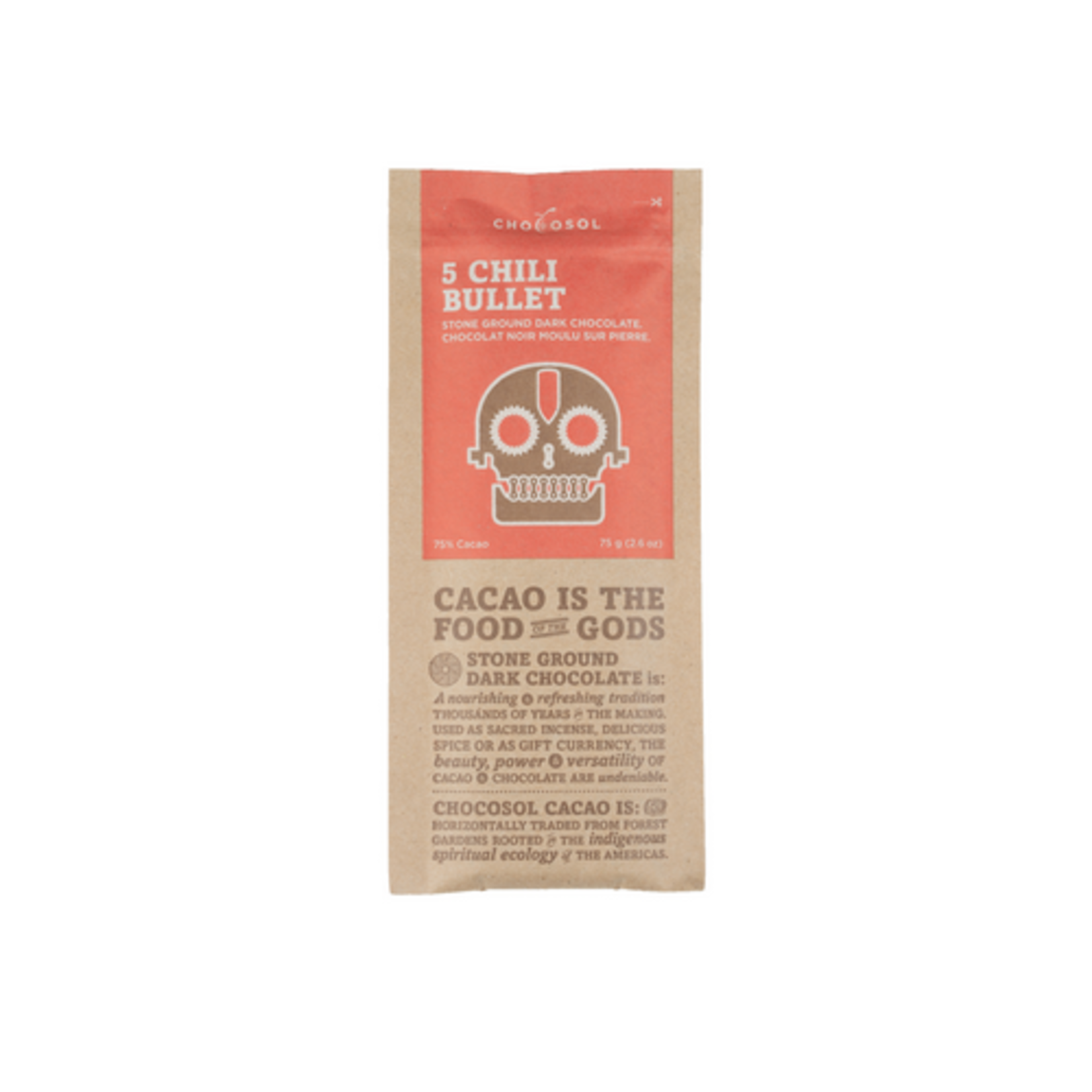 CHOCOSOL CHOCOSOL FIVE CHILI BULLET CHOCOLATE 75G
