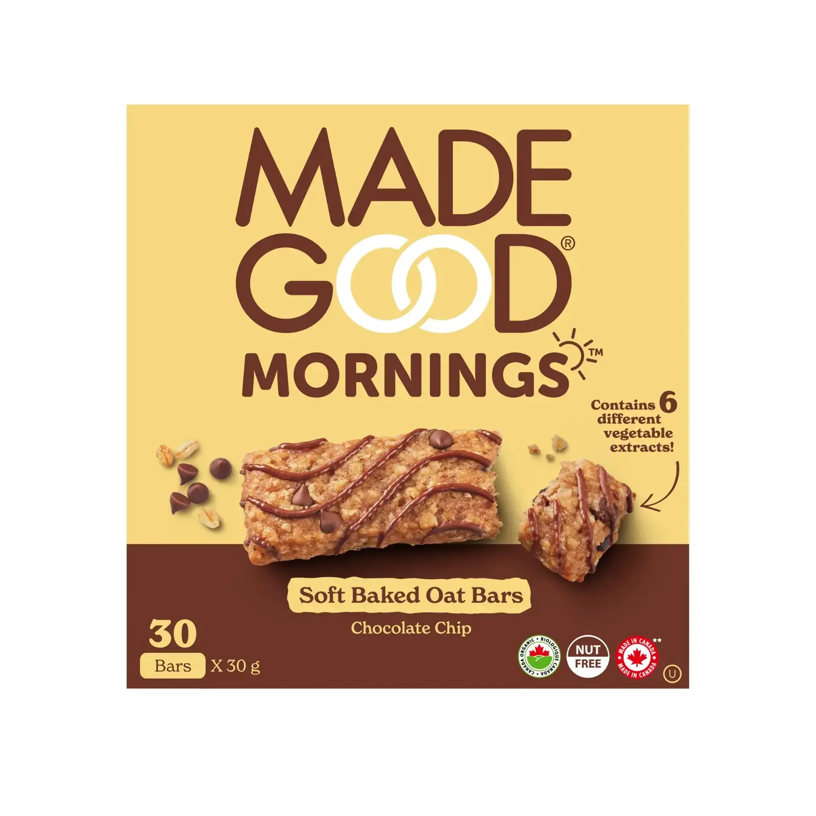 MADE GOOD MADE GOOD SOFT BAKED MORNING OAT BARS - CHOCOLAT CHIP  (5BARS/30g)