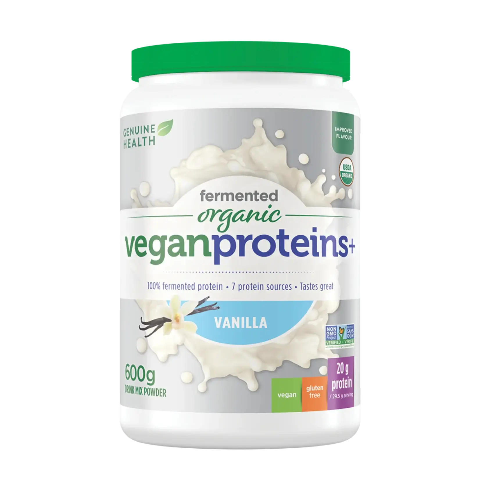 GENUINE HEALTH GENUINE HEALTH ORGANIC FERMENTED VEGAN PROTEIN+ VANILLA 600G