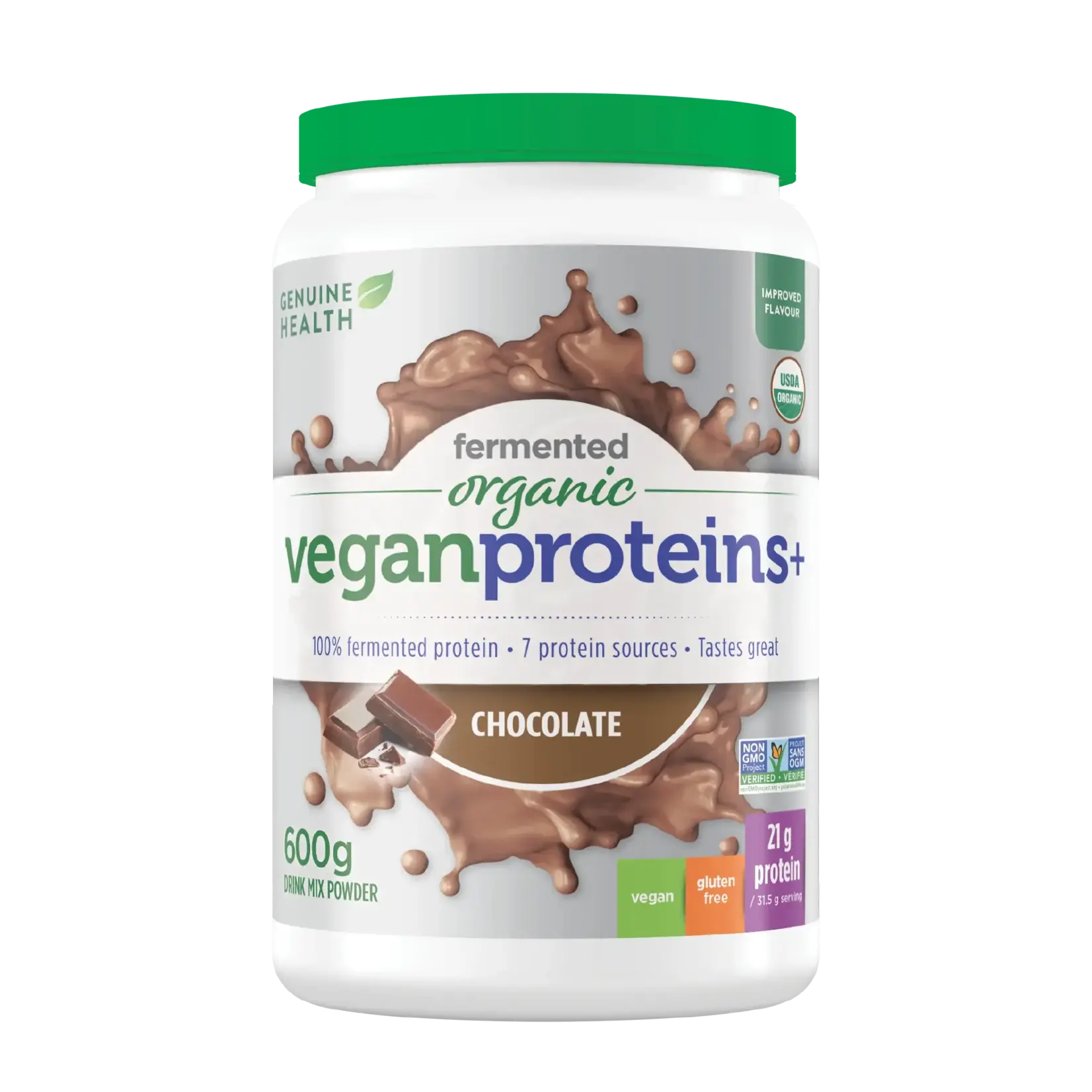 GENUINE HEALTH GENUINE HEALTH FERMENTED ORGANIC VEGAN PROTEIN+ CHOCOLATE 600G