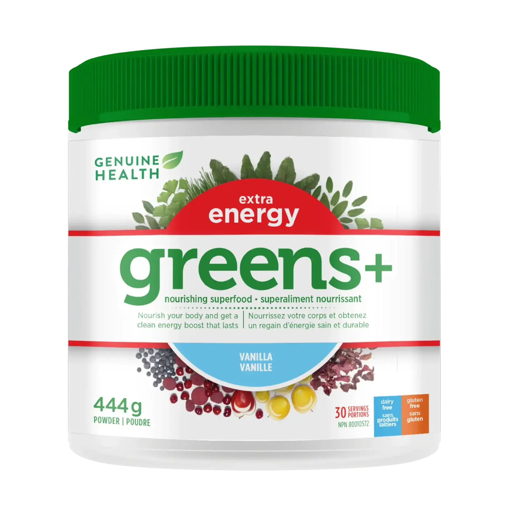 GENUINE HEALTH GENUINE HEALTH EXTRA ENERGY GREENS+ VANILLA  444G (30 SERVINGS)