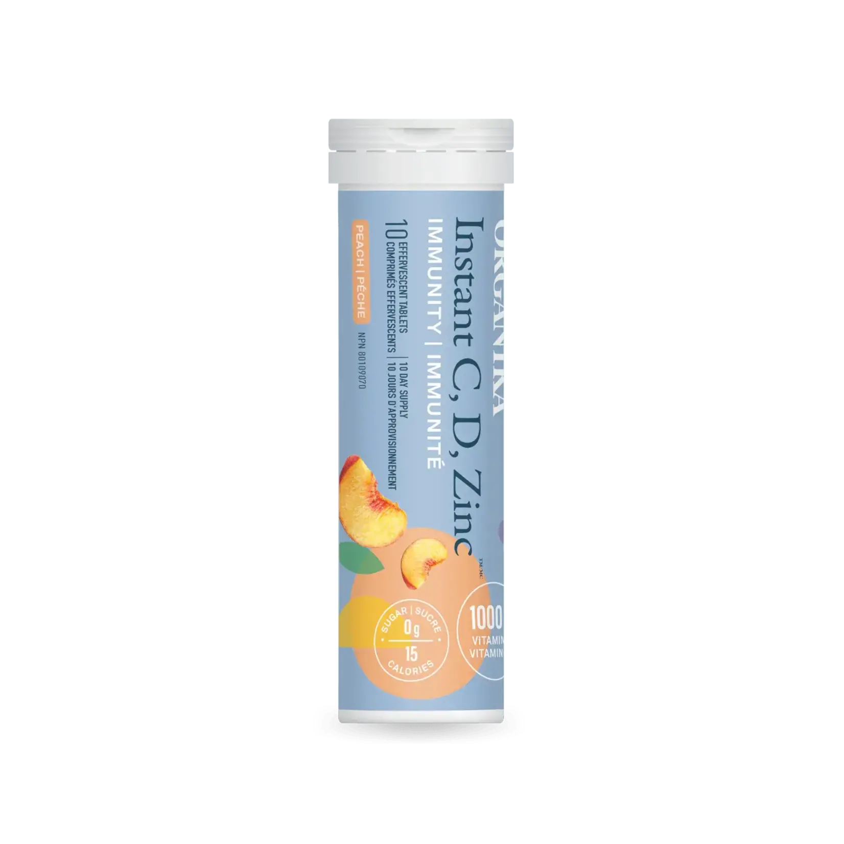 ORGANIKA ORGANIKA INSTANT C, D, ZINC IMMUNITY EFFERVESCENT - PEACH TUBE