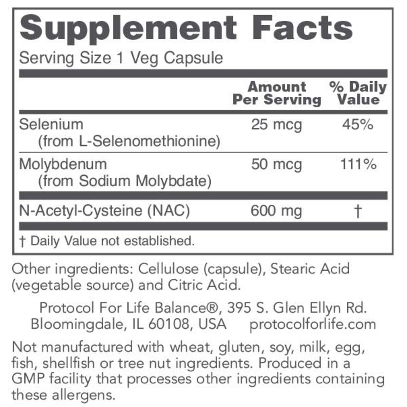 PROTOCOL PROTOCOL NAC (N-ACETYL-CYSTEINE) 600MG 100 VEGICAPS