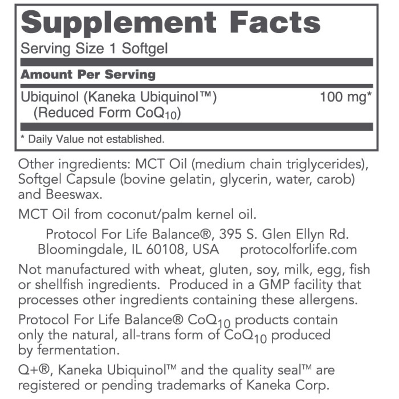 PROTOCOL PROTOCOL UBIQUINOL 100MG 60 SOFTGELS