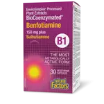 NATURAL FACTORS NATURAL FACTORS BIOCOENZYMATED BENFOTIAMINE B1 150MG PLUS THIAMINE DIPHOSPHATE 30VCAPS