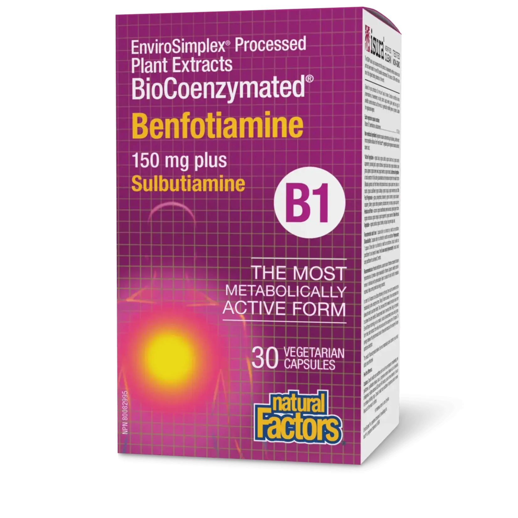NATURAL FACTORS NATURAL FACTORS BIOCOENZYMATED BENFOTIAMINE B1 150MG PLUS THIAMINE DIPHOSPHATE 30VCAPS