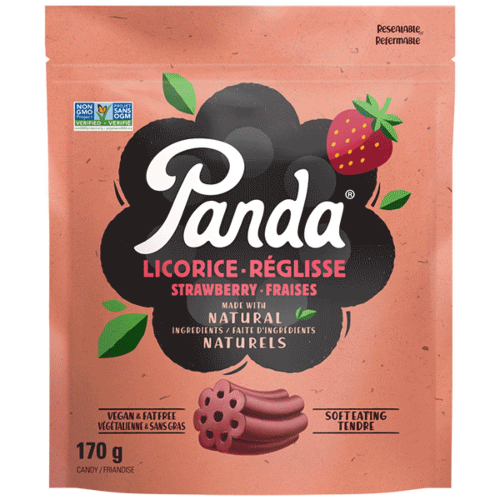 PANDA LICORICE PANDA NATURAL LICORICE STRAWBERRY BAG 170G