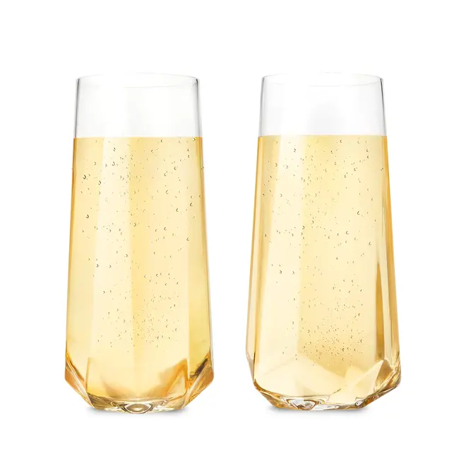Viski Faceted Crystal Champagne Glass (set of 2)