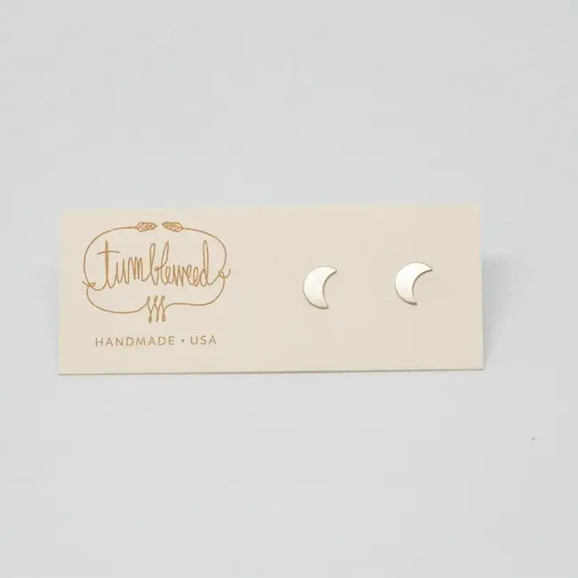 Tumbleweed Crescent Moon Studs