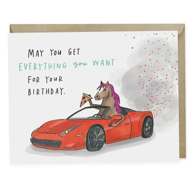 Emily McDowell Cards Pony Ferrari Birthday