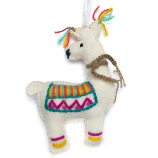 Ornaments 4 Orphans Christmas Ornament- Embroidered Llama Wool