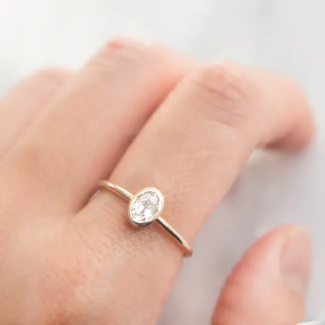 Jamie Park FINE Oval Bezel White Sapphire Ring