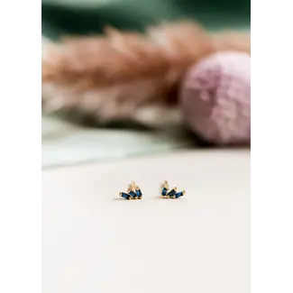 JaxKelly Offset Trio Earrings- Sapphire