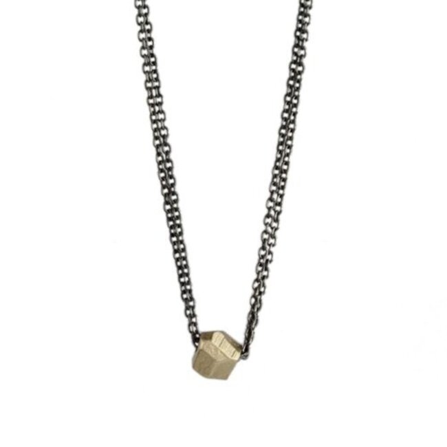 Faceted Nugget Double Chain Necklace