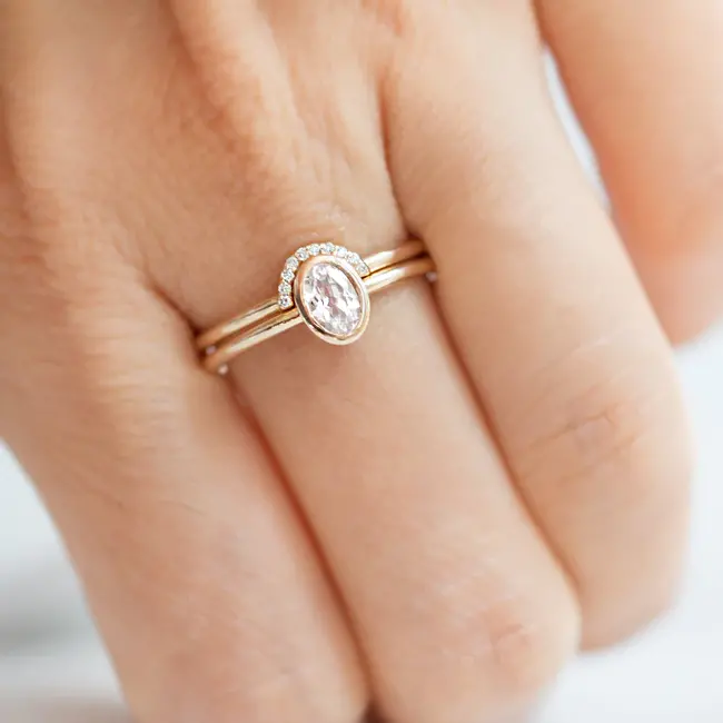 Jamie Park FINE Oval Bezel Diamond Guard Band