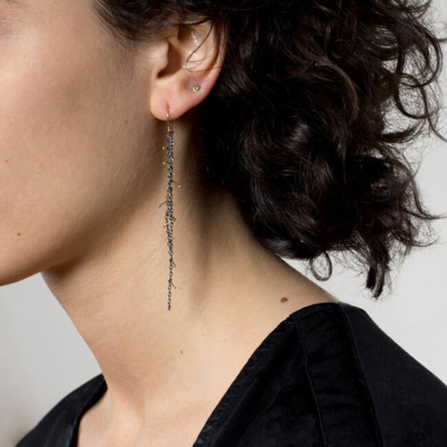 SARAH MCGUIRE FINE Fringe Earrings - Oxidized Silver/Gold