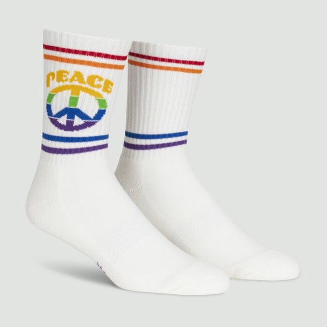 Sock it to Me Athletic Ribbed Crew- Give Peace a Chance