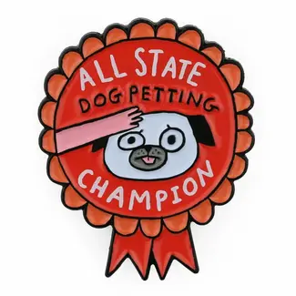 Badge Bomb Dog Petting Champion Enamel Pin