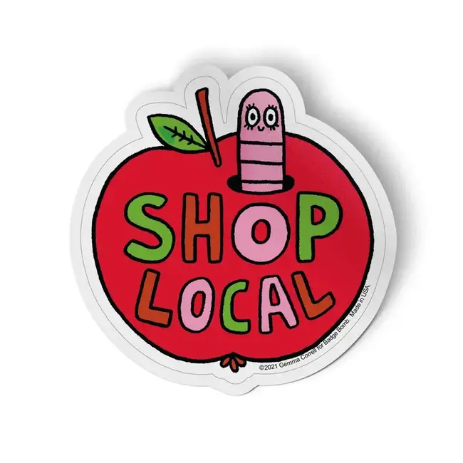 Badge Bomb Shop Local Apple Sticker