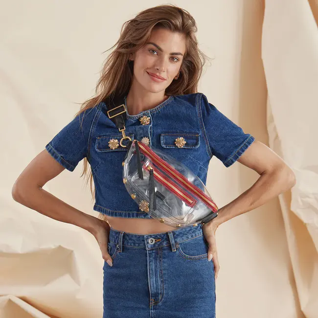 Hammitt Charles  Clear-Black-BG-Red Zip