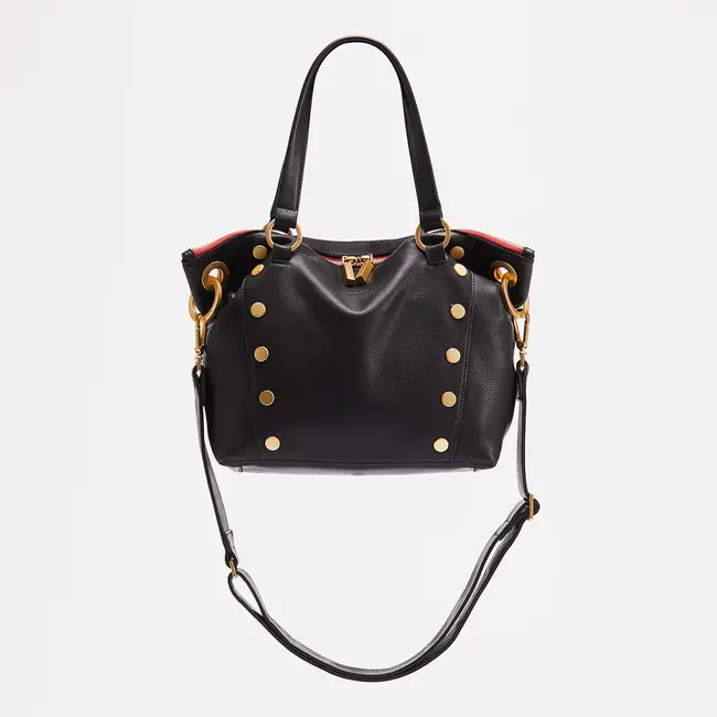 Hammitt Daniel Medium Black-Brushed Gold - Red Zip