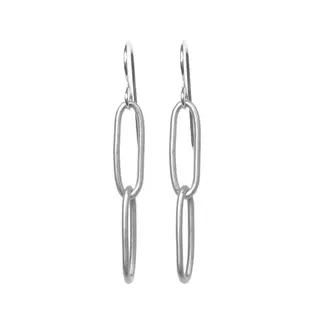 Tasi & Stowaway Paperclip Chain Earrings - Bright Silver