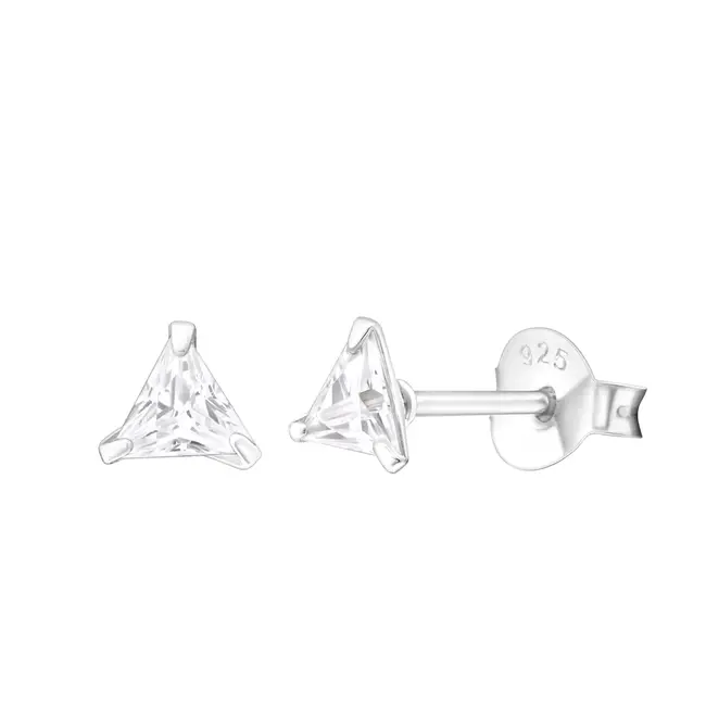 Tasi & Stowaway Tasi & Stowaway Silver Studs Triangle Crystal