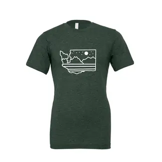 Heirloom WA Mountain & Stars T-Shirt (Forest Green) - XXXLarge