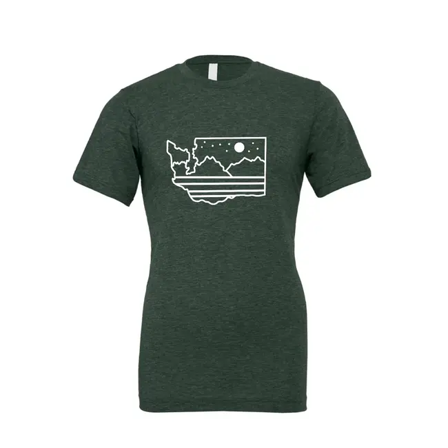 Heirloom WA Mountain & Stars T-Shirt (Forest Green) - XXXLarge