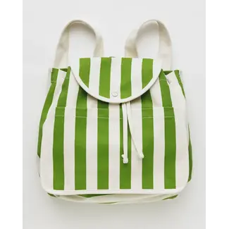 Baggu Baggu Drawstring Backpack Green Awning Stripe