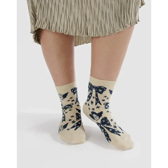 Baggu Crew Socks Cherub Bows